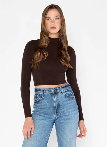 Bamboo L/S Crop Mock Neck