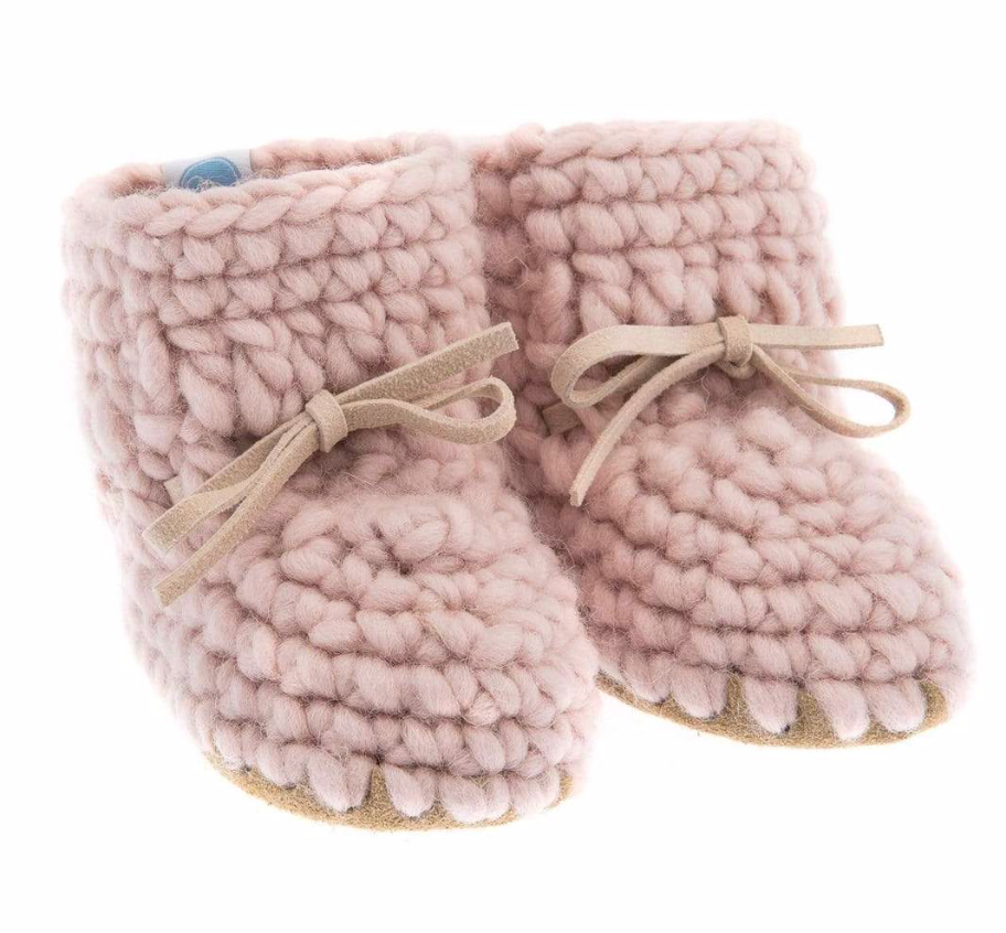 Dusty Rose Baby Sweater Booties